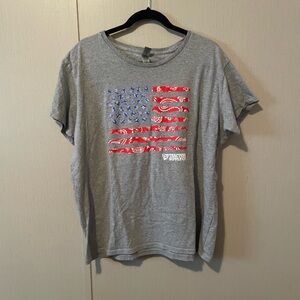 Gray T-Shirt with American Flag Design